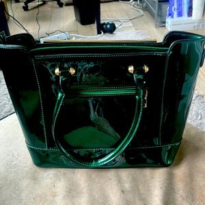 Emerald Green Patent Large Satchel with Strap